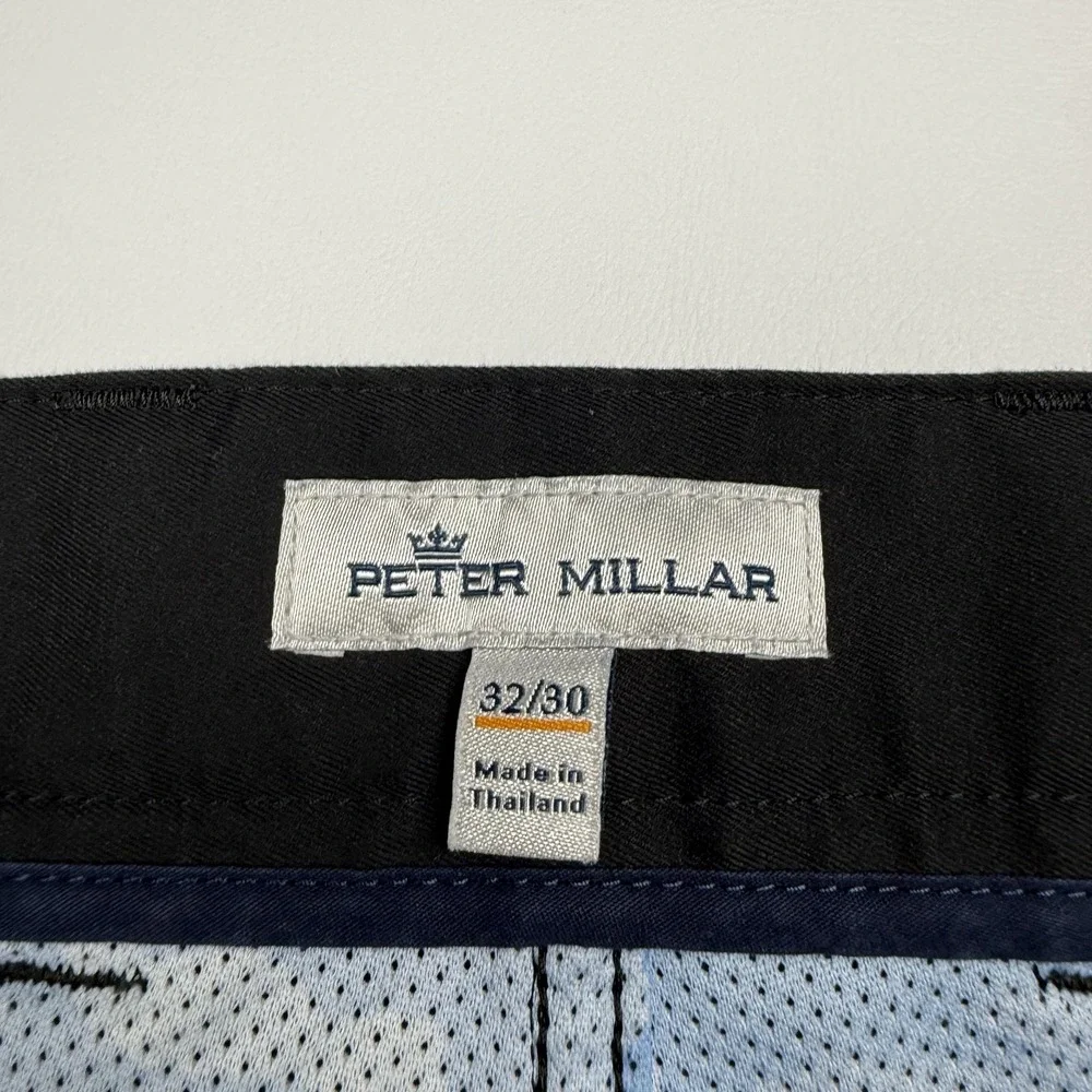 Peter Millar Pants Mens 32x30 Black Polyester Microfiber Chino 5 Pocket Casual